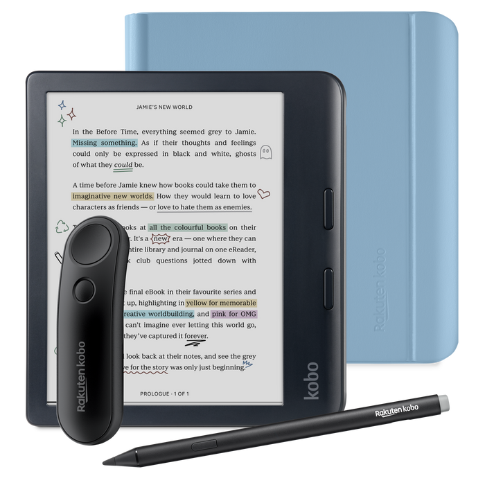 Kobo Libra Colour Bundle - Black with Dusk Blue Case