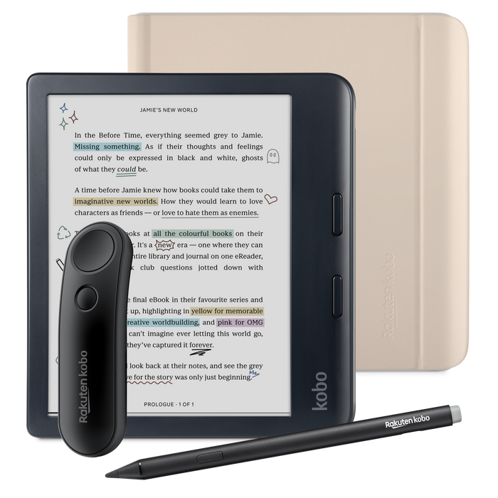 Kobo Libra Colour Bundle - Black with Sand Beige Case