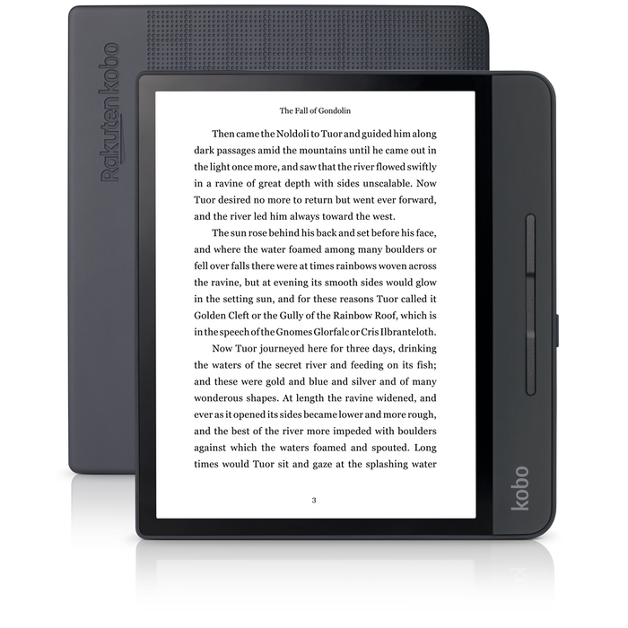 Kobo Forma front and back positioned in portrait